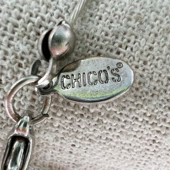 Chico's Silver Tone Wire Rhinestone Bib Necklace - Picture 7 of 7